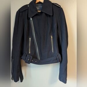 American‎ Eagle Navy Moto Jacket Wool Blend Women's Size Large